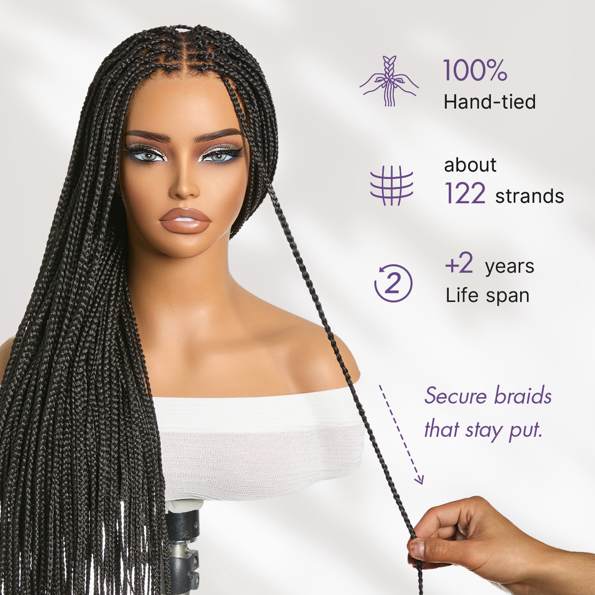 Real Scalp Knotless Braided Wig – Lightweight Glueless Fit - product image 10